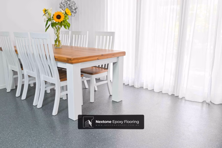 Epoxy stone flake floor for home interior - basalt