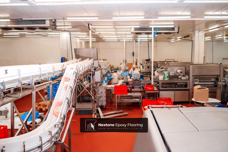 Polyurea cement floor - industrial food processing plant/poultry